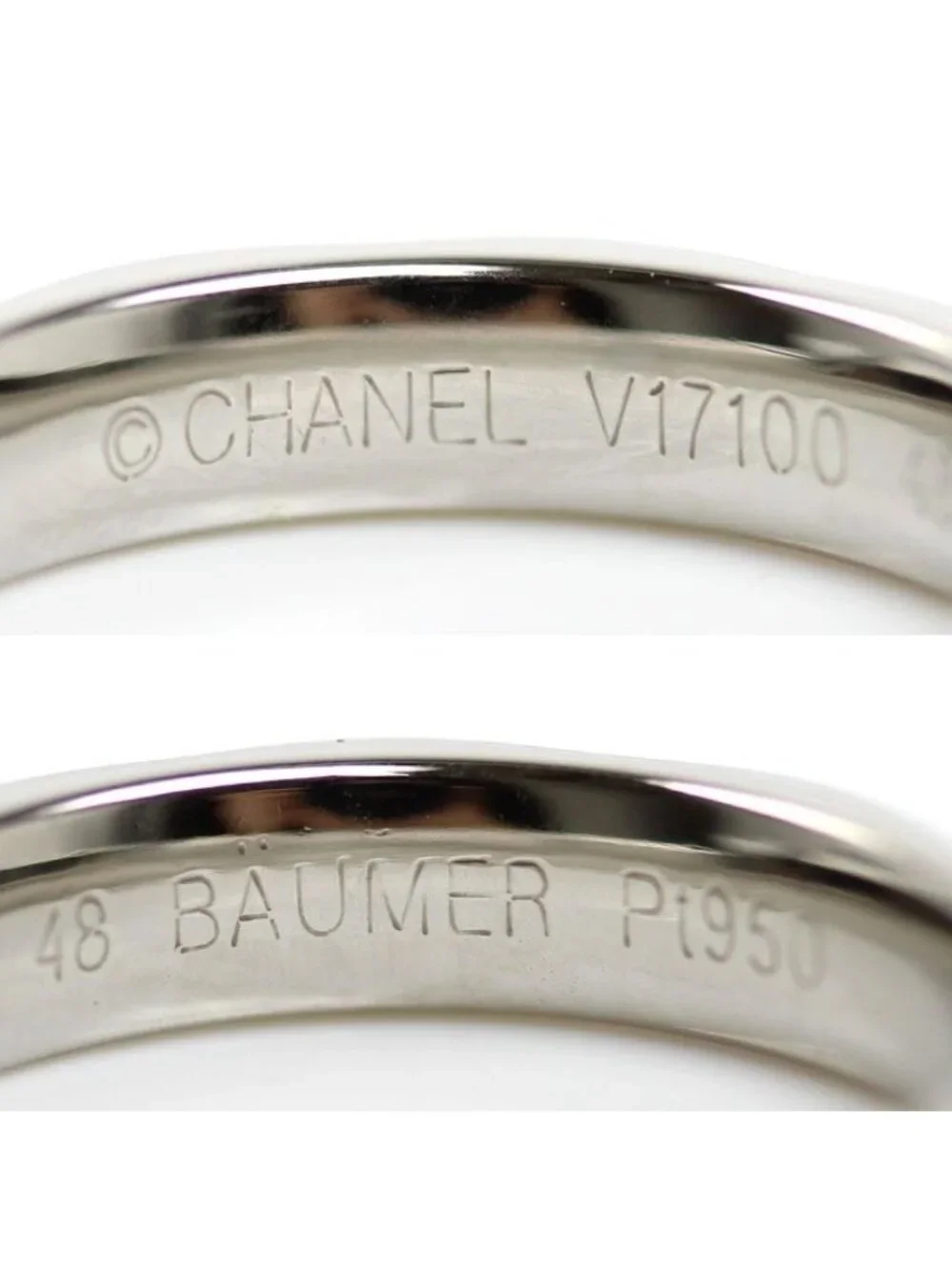 Chanel Platinum Quilted Ring Diamond 48 Vintage